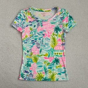 Lilly Pulitzer Halee Short Sleeve Top Multi Private Island Print Size XXS